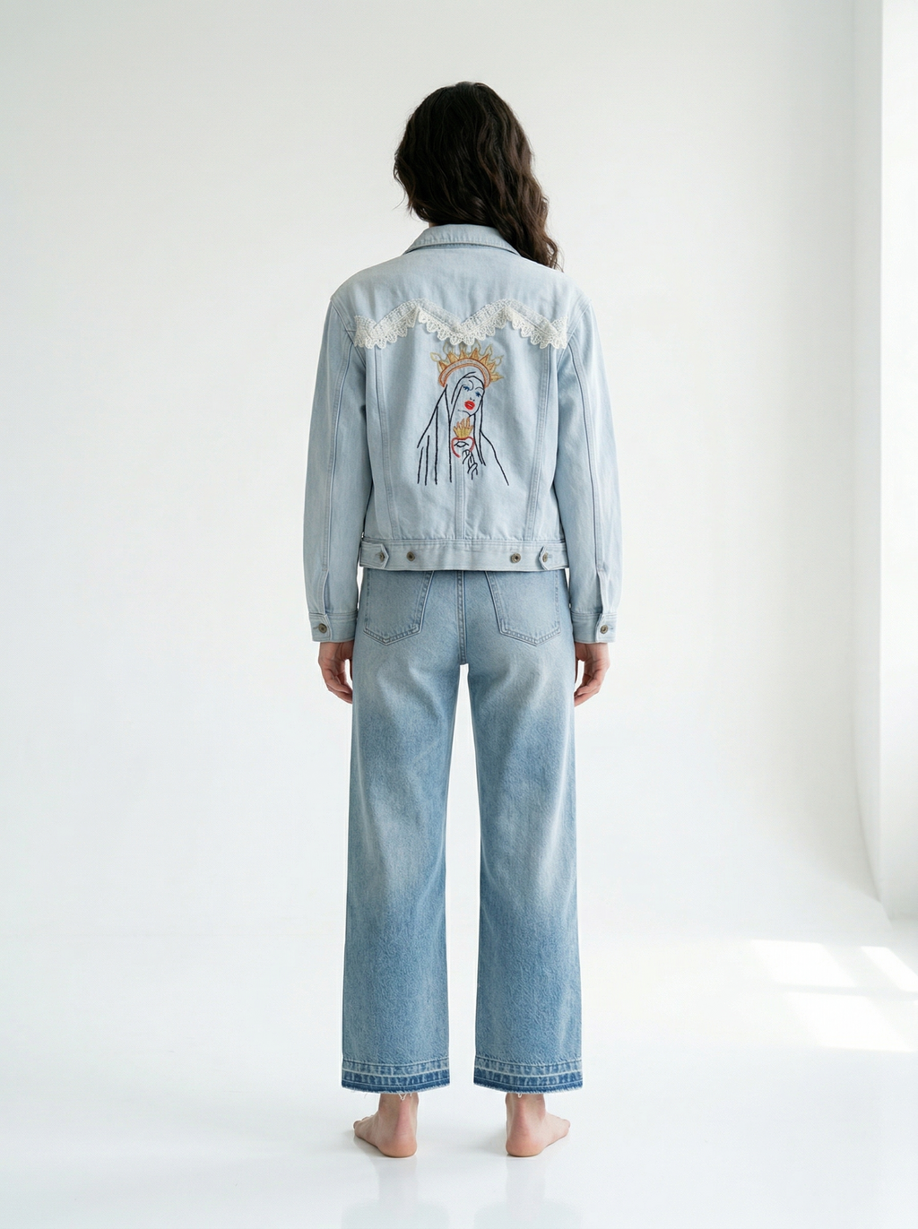 Giubbetto jeans PRAY FOR US