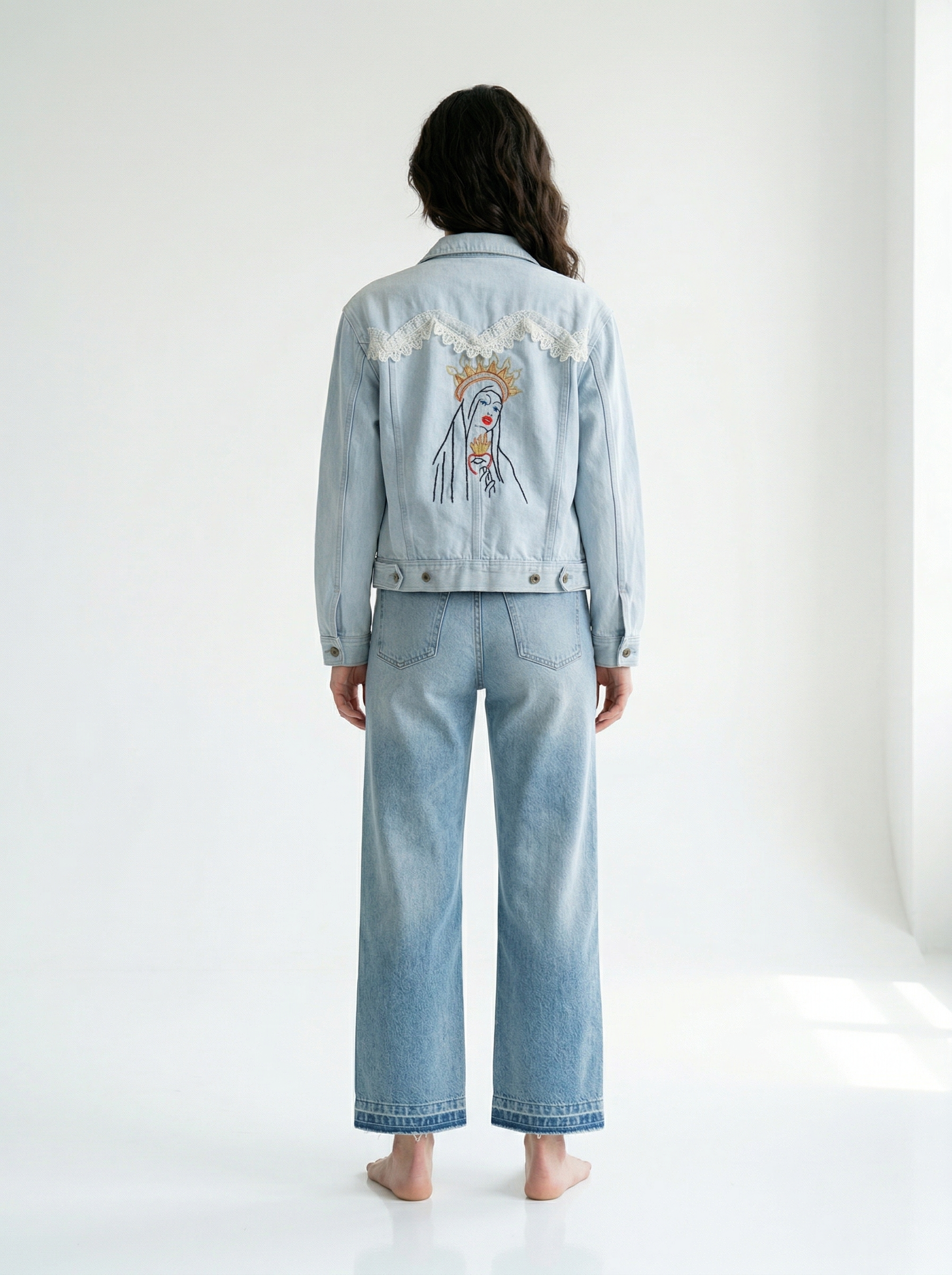 Giubbetto jeans PRAY FOR US
