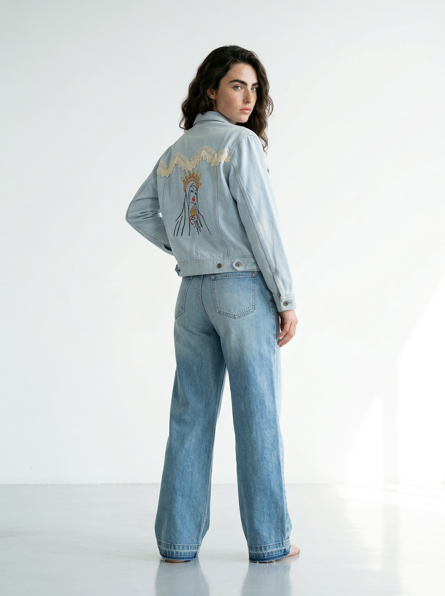 Giubbetto jeans PRAY FOR US